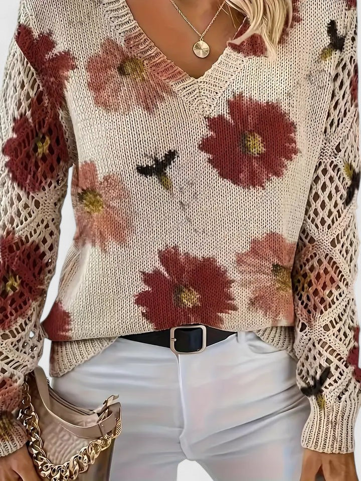 Aurélie – Floral Knit Sweater
