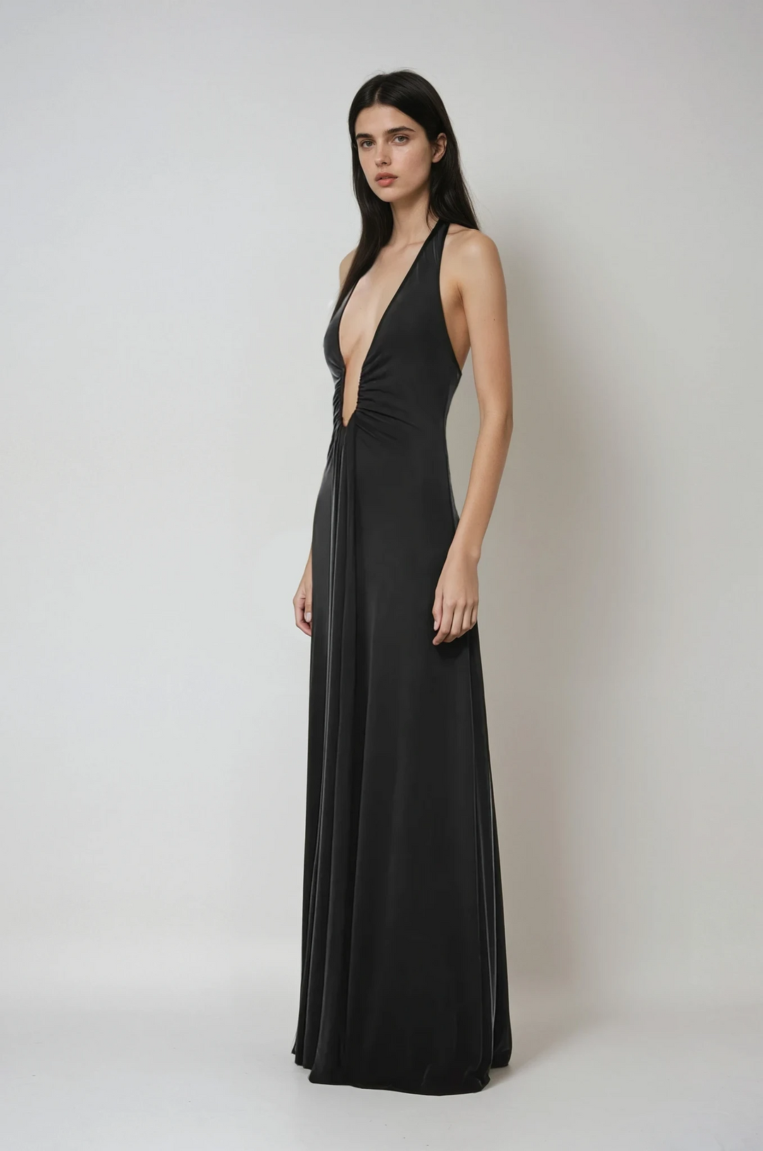 Celeste – Ivory Draped Maxi Dress