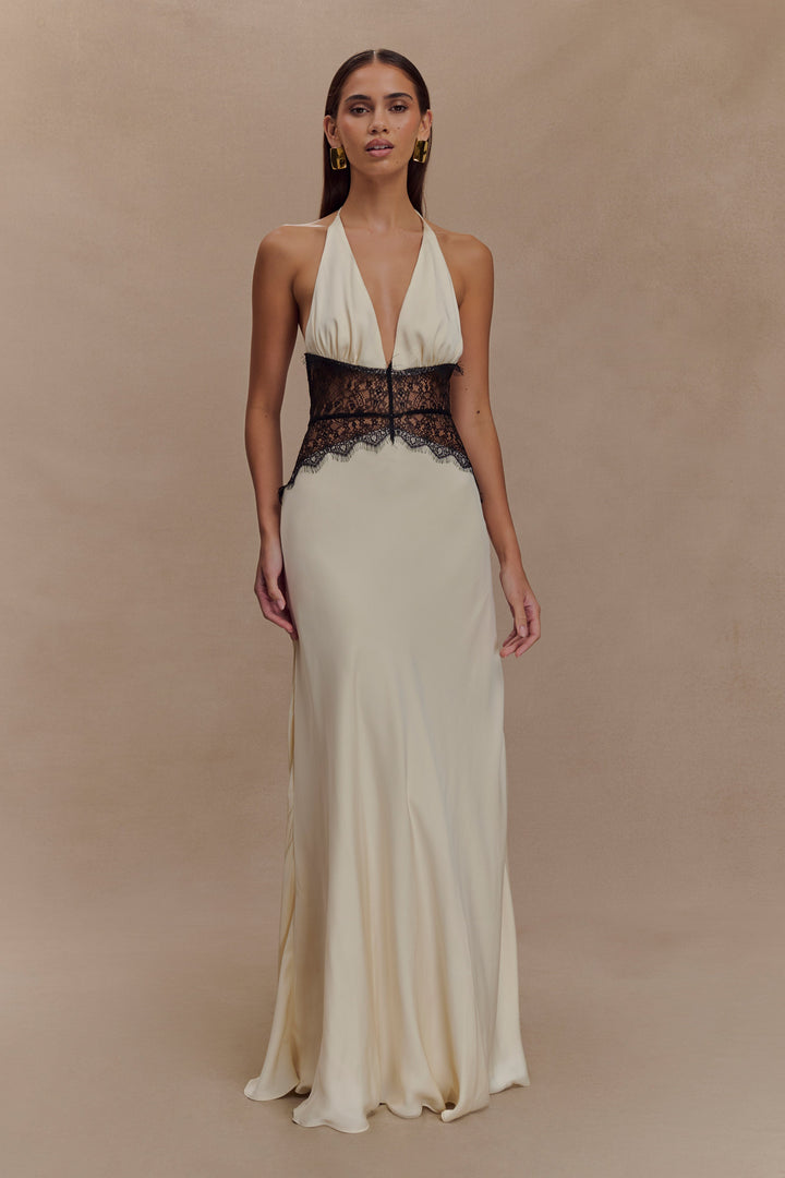 Celeste – Sheer Lace Halter Dress
