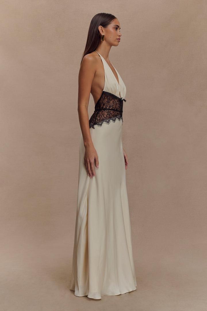 Celeste – Sheer Lace Halter Dress