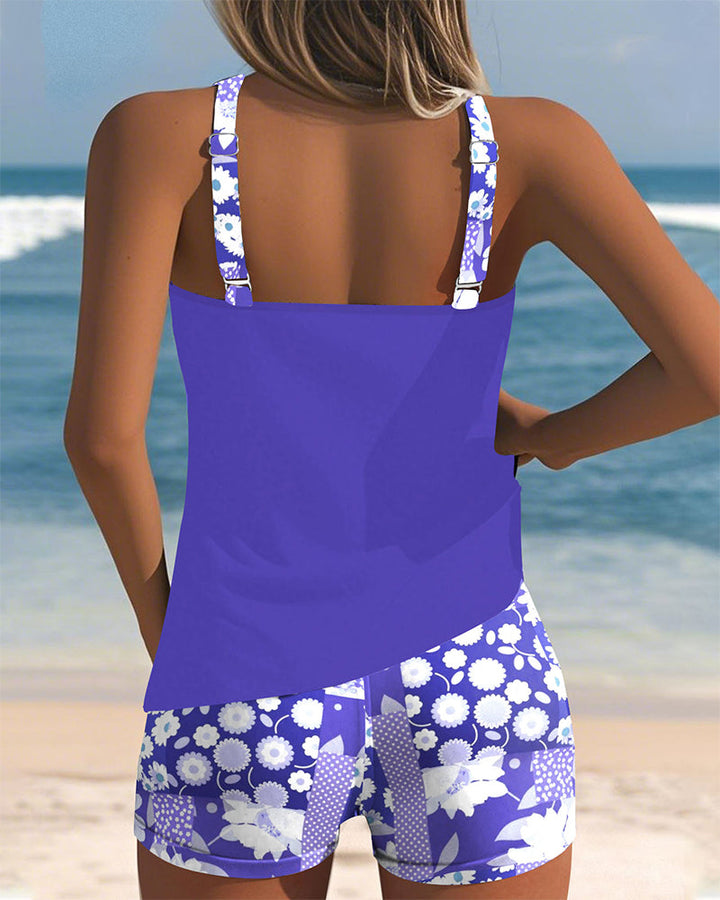 Tessa – Floral Tankini & Shorts Set