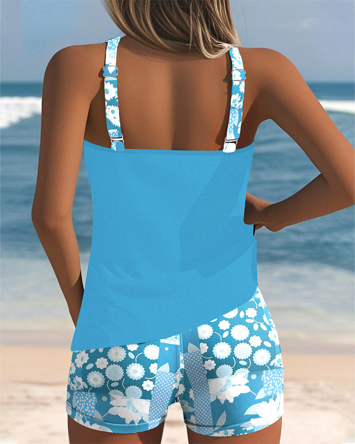 Tessa – Floral Tankini & Shorts Set