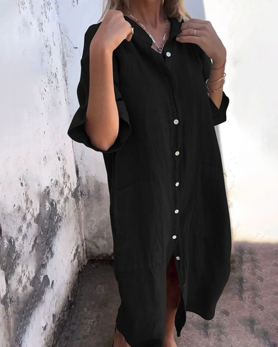 Delaney – Boho Ease Shirt Dress