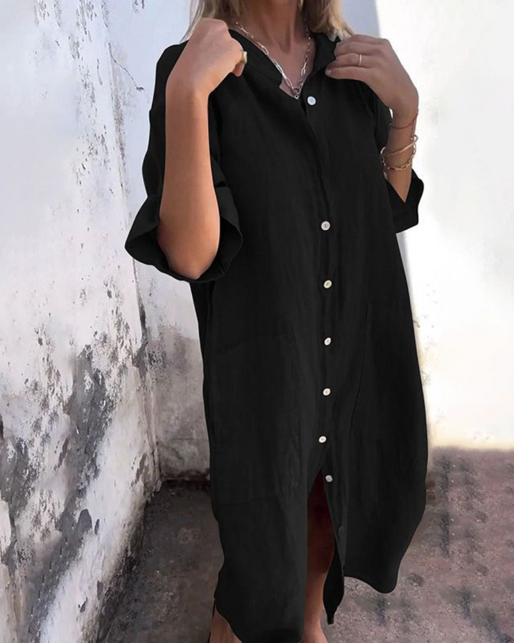 Delaney – Boho Ease Shirt Dress