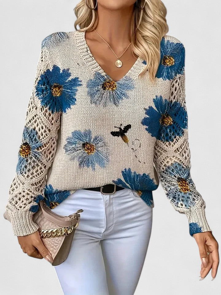 Aurélie – Floral Knit Sweater
