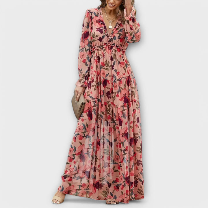 Luna – Pleated Floral Maxi Dress