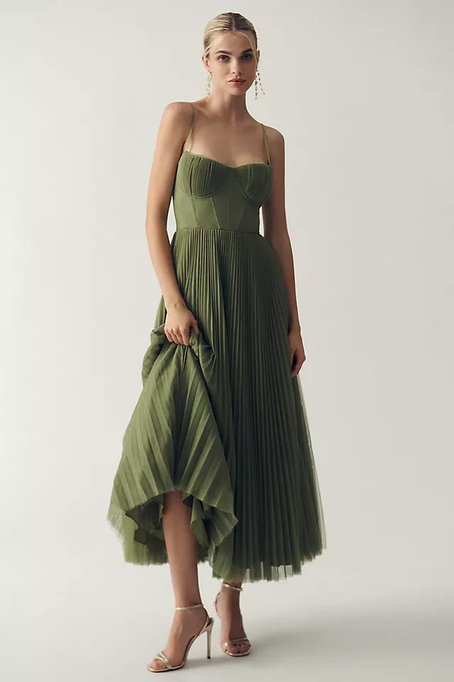 Elise – Asymmetrical Pleated Dress