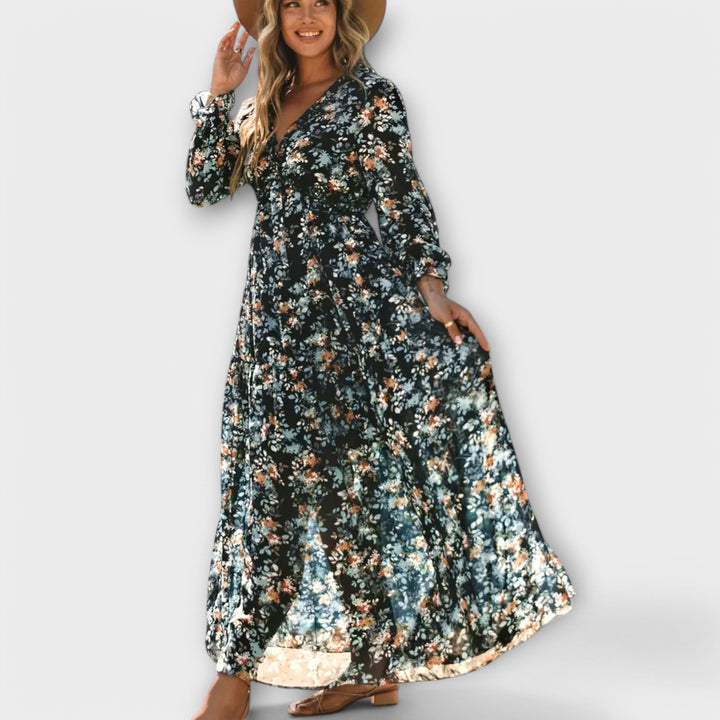 Luna – Pleated Floral Maxi Dress