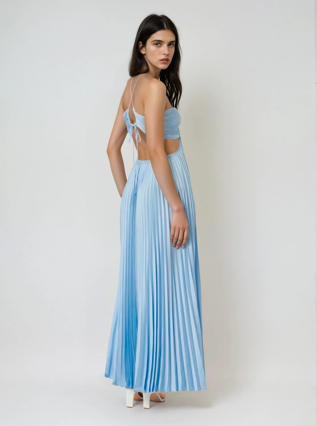 Elena – Soft Pleated Halterneck Dress