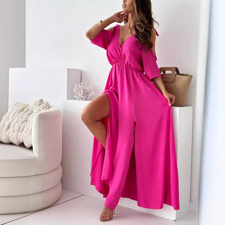 Julia – Plunge Neck Dress with Side Slit