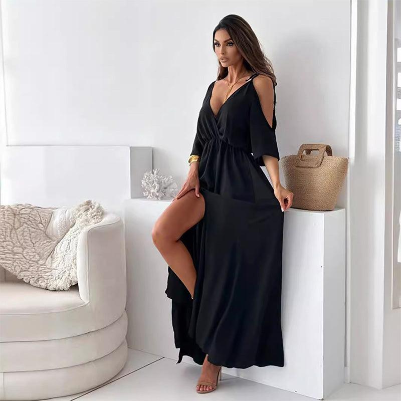 Julia – Plunge Neck Dress with Side Slit