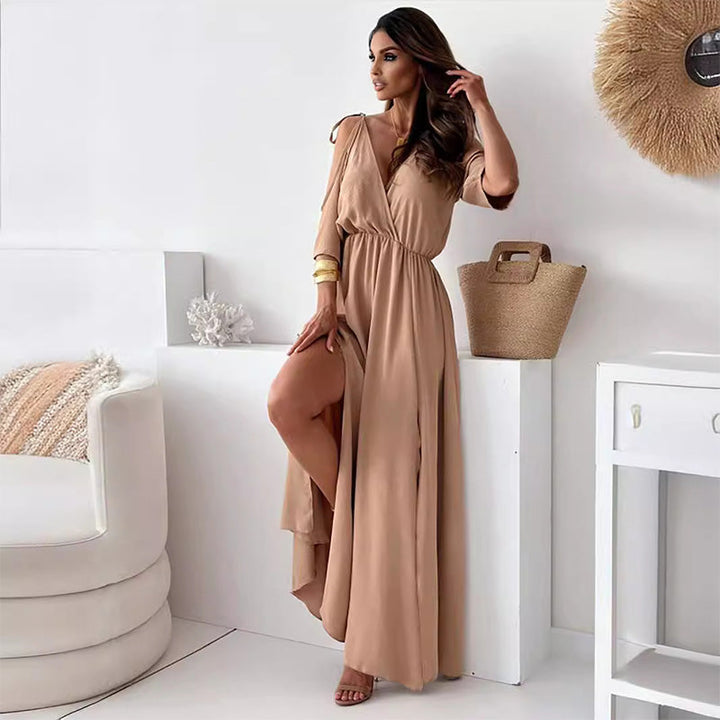 Julia – Plunge Neck Dress with Side Slit