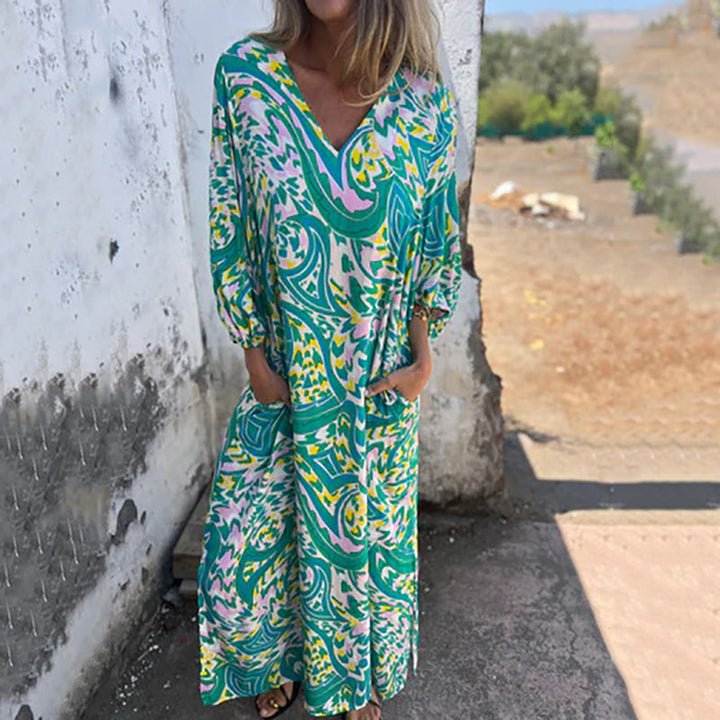 Brielle – Bold V-Neck Maxi Dress